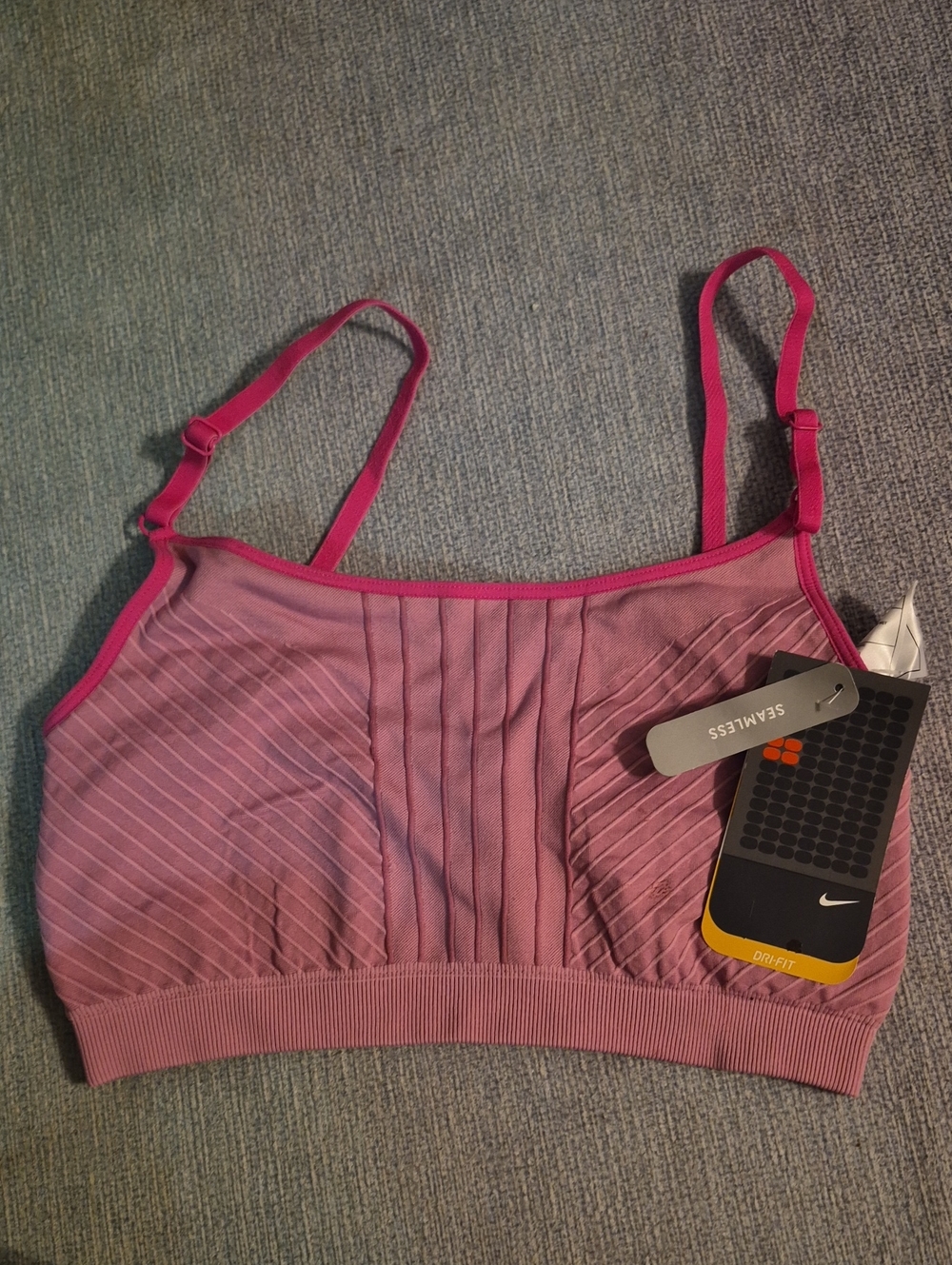 Nike Pink Ribbed Seamless Sports Bralette